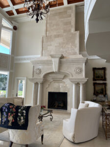 Margarella-Italian-Artisan-Custom-Fireplace-with-Decorative-Crema-Marfil-Columns-Renato-Margarella