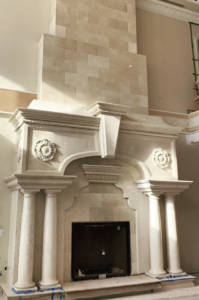 Margarella-Italian-Artisan-Custom-Made-Crema-Marfil-Fireplace-with-Decorative-Details-Renato-Margarella