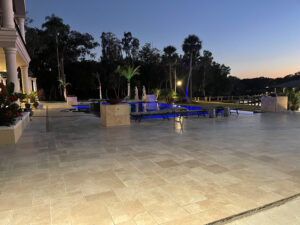 Margarella-Italian-Artisan-French-Pattern-Pool-Deck-with-Travertino-Renato-Margarella